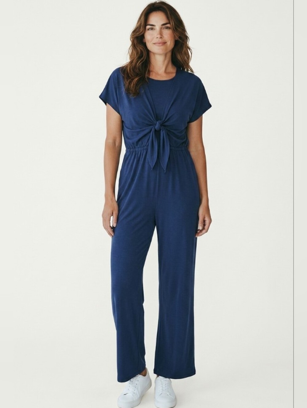 NWT Swimsuits For All Women's Jumpsuit/Swim Cover Navy Knot-Front Sz 14/16